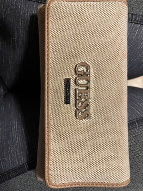 Guess Beige Canvas Wallet with Tan Trim